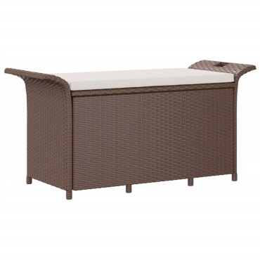 vidaXL Παγκάκι Κήπου με Μαξιλάρι Καφέ 116x46x57cm από Συνθ. Ρατάν 1 τεμ.