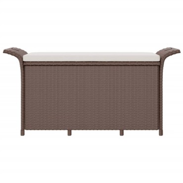 vidaXL Παγκάκι Κήπου με Μαξιλάρι Καφέ 116x46x57cm από Συνθ. Ρατάν 1 τεμ.
