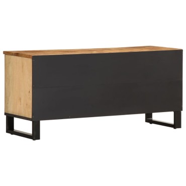 vidaXL Έπιπλο Τηλεόρασης 100x34x46cm Μασίφ Ακατέργ. Ξύλο Μάνγκο 1 τεμ.