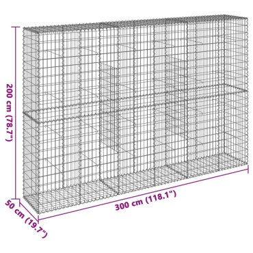 vidaXL Συρματοκιβώτιο με Κάλυμμα 300x50x200εκ. από Γαλβανισμένο Χάλυβα