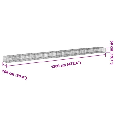 vidaXL Συρματοκιβώτιο με Κάλυμμα 1200x100x50εκ από Γαλβανισμένο Χάλυβα