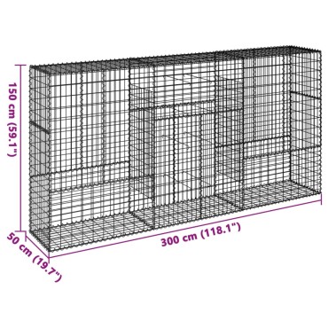 vidaXL Συρματοκιβώτιο με Κάλυμμα 300x50x150εκ. από Γαλβανισμένο Χάλυβα