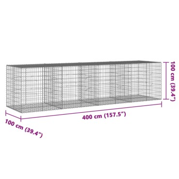vidaXL Συρματοκιβώτιο με Κάλυμμα 400x100x100εκ από Γαλβανισμένο Χάλυβα