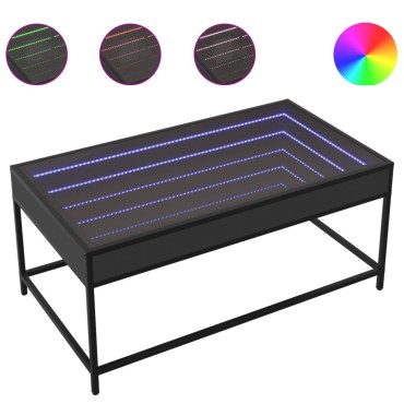 vidaXL Τραπεζάκι Σαλονιού Infinity LED Μαύρο 90x50x41cm 1 τεμ.