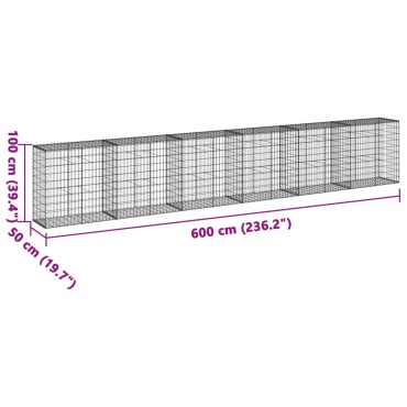 vidaXL Συρματοκιβώτιο με Κάλυμμα 600x50x100εκ. από Γαλβανισμένο Χάλυβα