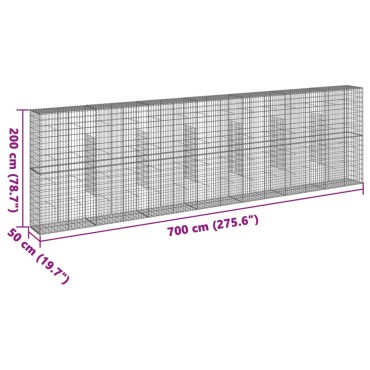 vidaXL Συρματοκιβώτιο με Κάλυμμα 700x50x200εκ. από Γαλβανισμένο Χάλυβα