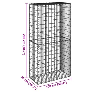 vidaXL Συρματοκιβώτιο με Κάλυμμα 100x50x200εκ. από Γαλβανισμένο Χάλυβα