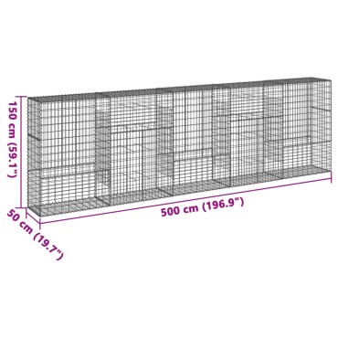 vidaXL Συρματοκιβώτιο με Κάλυμμα 500x50x150εκ. από Γαλβανισμένο Χάλυβα