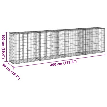 vidaXL Συρματοκιβώτιο με Κάλυμμα 400x50x100εκ. από Γαλβανισμένο Χάλυβα
