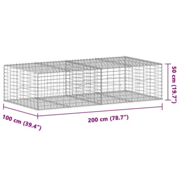 vidaXL Συρματοκιβώτιο με Κάλυμμα 200x100x50εκ. από Γαλβανισμένο Χάλυβα
