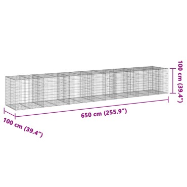 vidaXL Συρματοκιβώτιο με Κάλυμμα 650x100x100εκ από Γαλβανισμένο Χάλυβα