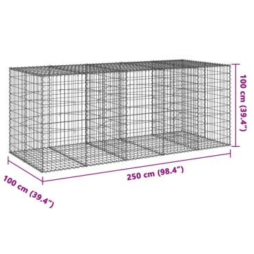 vidaXL Συρματοκιβώτιο με Κάλυμμα 250x100x100εκ από Γαλβανισμένο Χάλυβα
