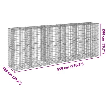 vidaXL Συρματοκιβώτιο με Κάλυμμα 550x100x200εκ από Γαλβανισμένο Χάλυβα