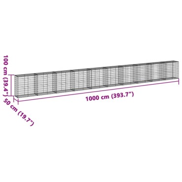 vidaXL Συρματοκιβώτιο με Κάλυμμα 1000x50x100εκ από Γαλβανισμένο Χάλυβα