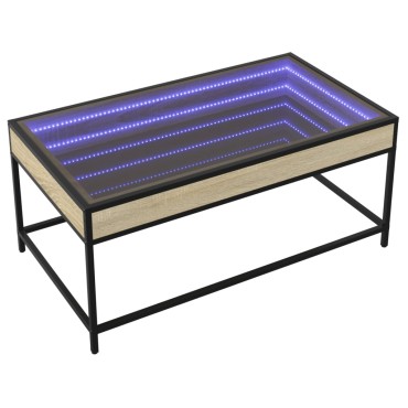 vidaXL Τραπεζάκι Σαλονιού Άπειρο Φως LED Sonoma Δρυς 90x50x41cm 1 τεμ.
