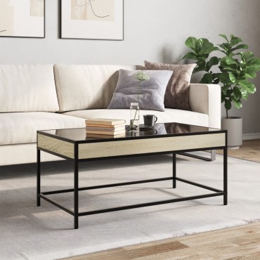 vidaXL Τραπεζάκι Σαλονιού Άπειρο Φως LED Sonoma Δρυς 90x50x41cm 1 τεμ.