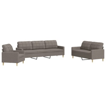 Σετ Σαλονιού 3 τεμ. Taupe Υφασμάτινο 77x77x80cm  Διθέσιος Τριθέσιος