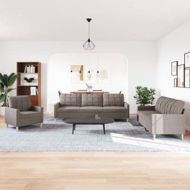 Σετ Σαλονιού 3 τεμ. Taupe Υφασμάτινο 77x77x80cm  Διθέσιος Τριθέσιος