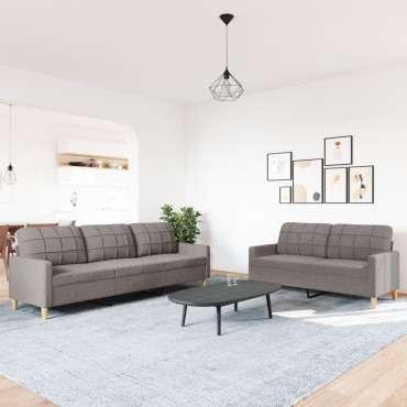 vidaXL Σετ Καναπέ 2 τεμ. Taupe Υφασμάτινο 157x77x80cm  Διθέσιος Τριθέσιος