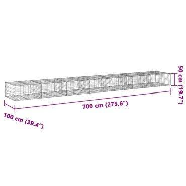 vidaXL Συρματοκιβώτιο με Κάλυμμα 700x100x50εκ. από Γαλβανισμένο Χάλυβα