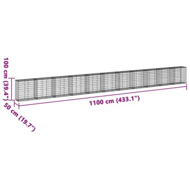 vidaXL Συρματοκιβώτιο με Κάλυμμα 1100x50x100εκ από Γαλβανισμένο Χάλυβα