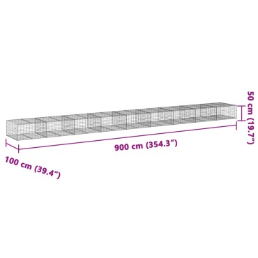 vidaXL Συρματοκιβώτιο με Κάλυμμα 900x100x50εκ. από Γαλβανισμένο Χάλυβα