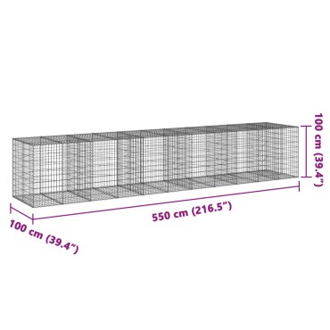 vidaXL Συρματοκιβώτιο με Κάλυμμα 550x100x100εκ από Γαλβανισμένο Χάλυβα