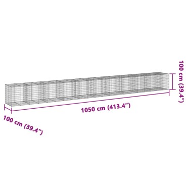 vidaXL Συρματοκιβώτιο με Κάλυμμα 1050x100x100 εκ. Γαλβανισμένο Χάλυβα