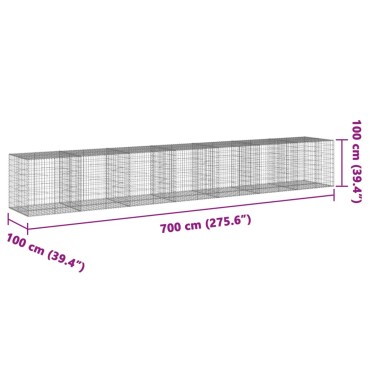 vidaXL Συρματοκιβώτιο με Κάλυμμα 700x100x100εκ από Γαλβανισμένο Χάλυβα