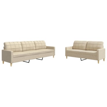 vidaXL Σετ Σαλονιού 2 τεμ. Κρεμ Υφασμάτινο 157x77x80cm  Διθέσιος Τριθέσιος
