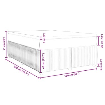 vidaXL Κρεβάτι Boxspring με Στρώμα Σκούρο Πράσινο 160x200cm Βελούδινο 1 τεμ. - Διπλό