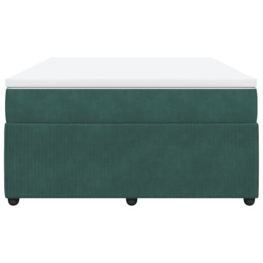 vidaXL Κρεβάτι Boxspring με Στρώμα Σκούρο Πράσινο 160x200cm Βελούδινο 1 τεμ. - Διπλό