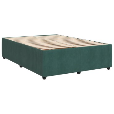 vidaXL Κρεβάτι Boxspring με Στρώμα Σκούρο Πράσινο 160x200cm Βελούδινο 1 τεμ. - Διπλό