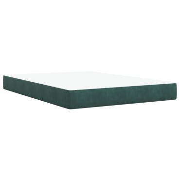 vidaXL Κρεβάτι Boxspring με Στρώμα Σκούρο Πράσινο 160x200cm Βελούδινο 1 τεμ. - Διπλό
