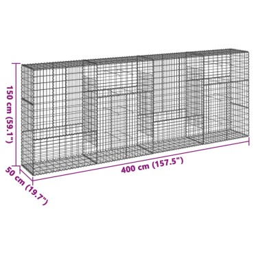 vidaXL Συρματοκιβώτιο με Κάλυμμα 400x50x150εκ. από Γαλβανισμένο Χάλυβα