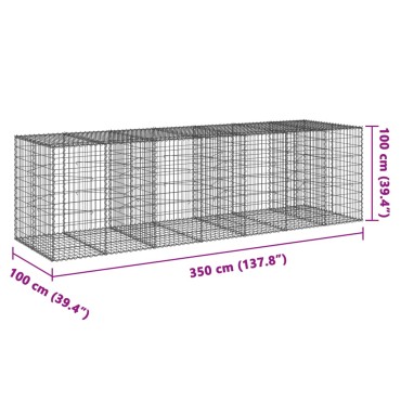 vidaXL Συρματοκιβώτιο με Κάλυμμα 350x100x100εκ από Γαλβανισμένο Χάλυβα