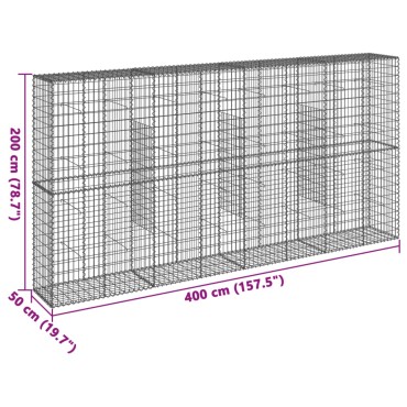 vidaXL Συρματοκιβώτιο με Κάλυμμα 400x50x200εκ. από Γαλβανισμένο Χάλυβα