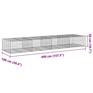 vidaXL Συρματοκιβώτιο με Κάλυμμα 400x100x50εκ. από Γαλβανισμένο Χάλυβα