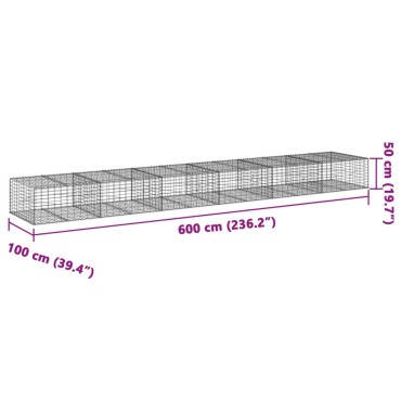 vidaXL Συρματοκιβώτιο με Κάλυμμα 600x100x50εκ. από Γαλβανισμένο Χάλυβα
