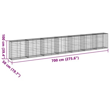 vidaXL Συρματοκιβώτιο με Κάλυμμα 700x50x100εκ. από Γαλβανισμένο Χάλυβα