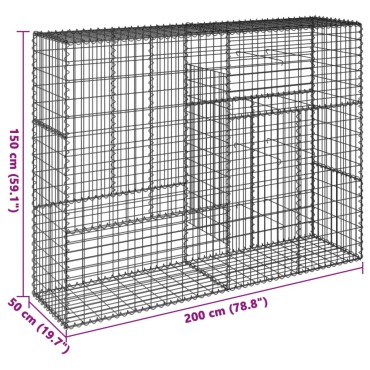 vidaXL Συρματοκιβώτιο με Κάλυμμα 200x50x150εκ. από Γαλβανισμένο Χάλυβα