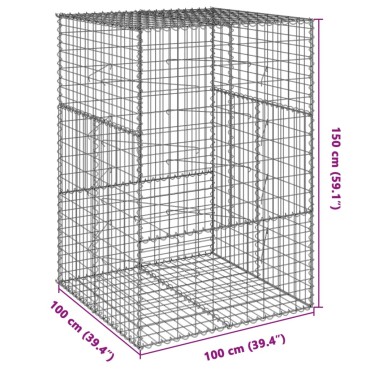 vidaXL Συρματοκιβώτιο με Κάλυμμα 100x100x150εκ από Γαλβανισμένο Χάλυβα