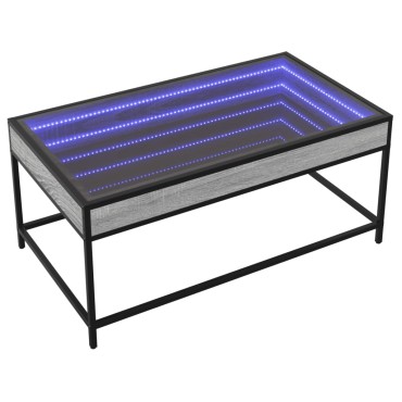 vidaXL Τραπεζάκι Σαλονιού Άπειρο Φως LED Γκρι Sonoma 90x50x41cm 1 τεμ.