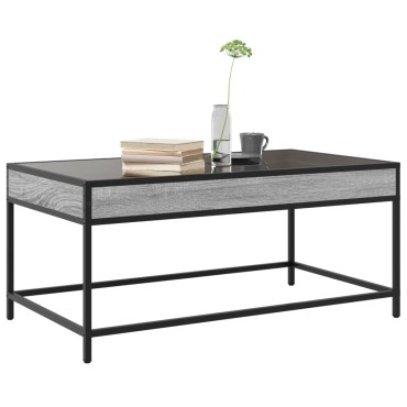 vidaXL Τραπεζάκι Σαλονιού Άπειρο Φως LED Γκρι Sonoma 90x50x41cm 1 τεμ.