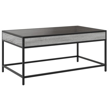 vidaXL Τραπεζάκι Σαλονιού Άπειρο Φως LED Γκρι Sonoma 90x50x41cm 1 τεμ.