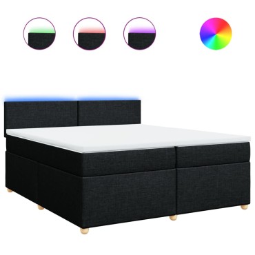 vidaXL Κρεβάτι Boxspring με Στρώμα Μαύρο 200x200cm Υφασμάτινο 1 τεμ. - Διπλό
