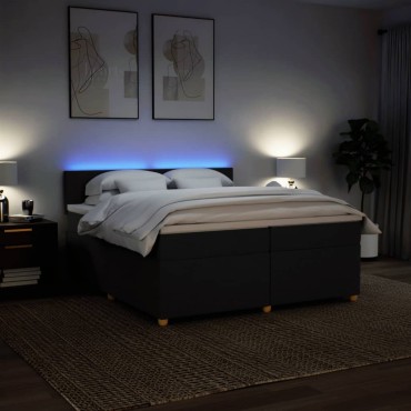 vidaXL Κρεβάτι Boxspring με Στρώμα Μαύρο 200x200cm Υφασμάτινο 1 τεμ. - Διπλό