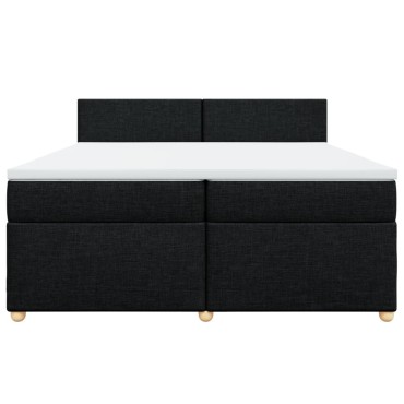 vidaXL Κρεβάτι Boxspring με Στρώμα Μαύρο 200x200cm Υφασμάτινο 1 τεμ. - Διπλό