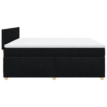 vidaXL Κρεβάτι Boxspring με Στρώμα Μαύρο 200x200cm Υφασμάτινο 1 τεμ. - Διπλό