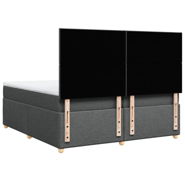 vidaXL Κρεβάτι Boxspring με Στρώμα Σκούρο Γκρι 200x200 εκ. Υφασμάτινο